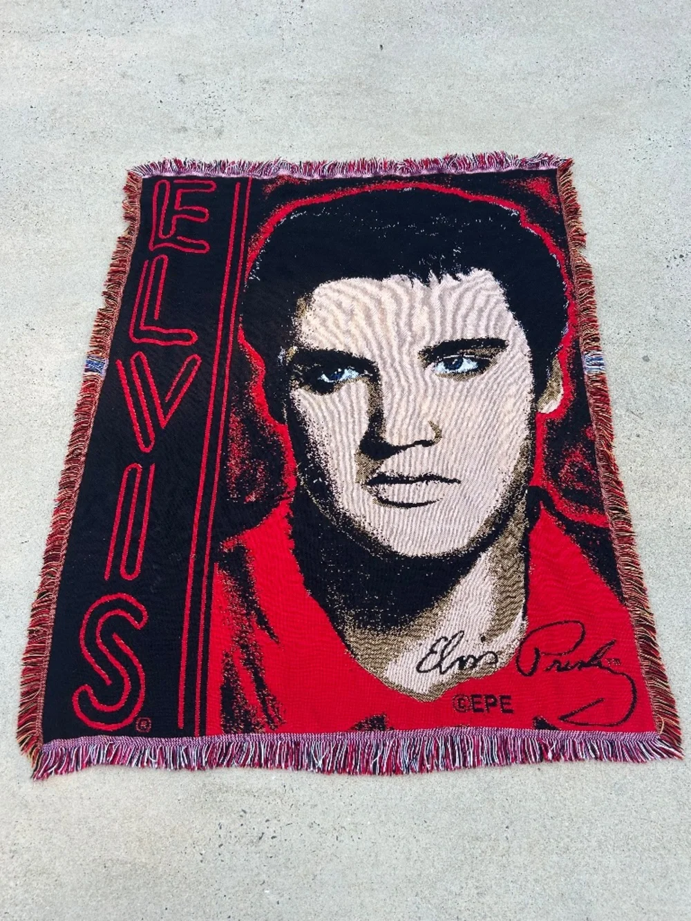 Vintage Elvis Presley Knit Blanket Throw